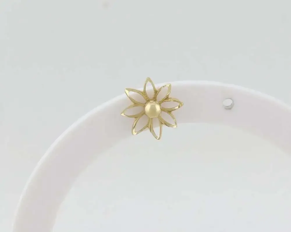 14k Yellow Gold Flower Earring Jackets Only 1/2